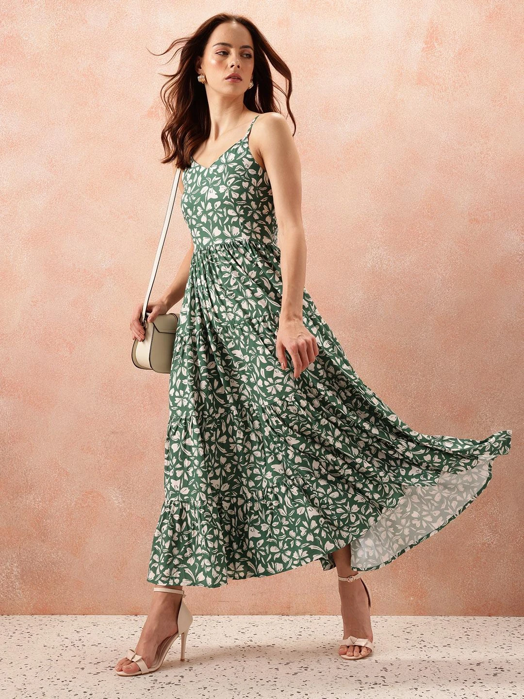 Floral Print Tiered Maxi Dress